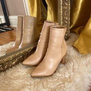 Leather and Suede Tan Booties